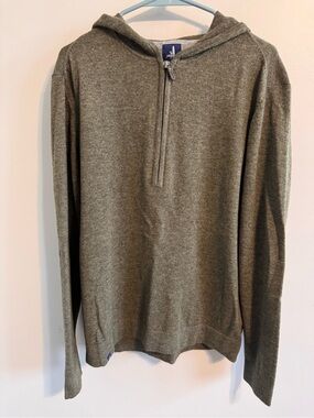 Johnnie-O Wool Cashmere Quarter Zip Hoodie Sweater Gray Medium